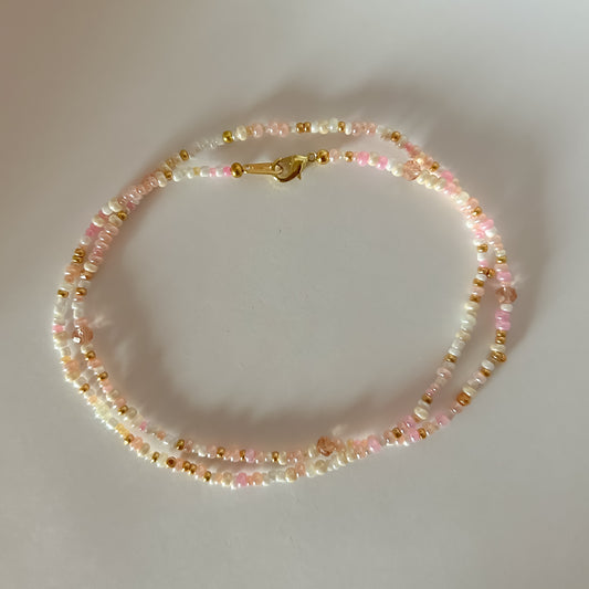 Pink Champagne Bead Necklace